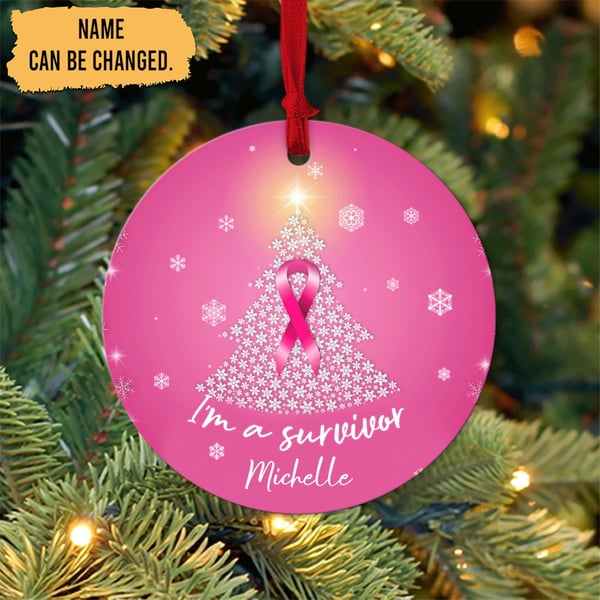 Cancer Ribbon Gifts Cancer Survivor Custom Name Ornament