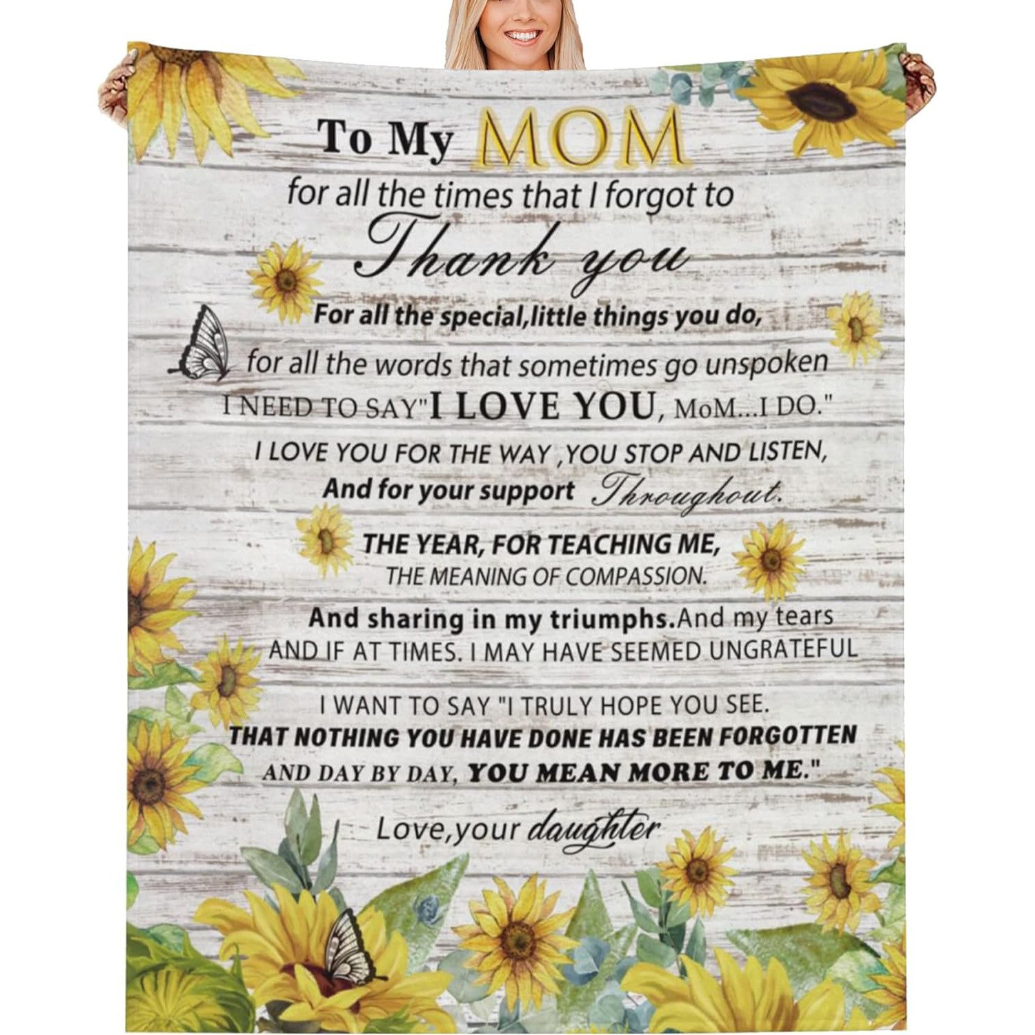 Gifts for Mom from Daughter, Throw Blanket to My Mom, Mother's Day