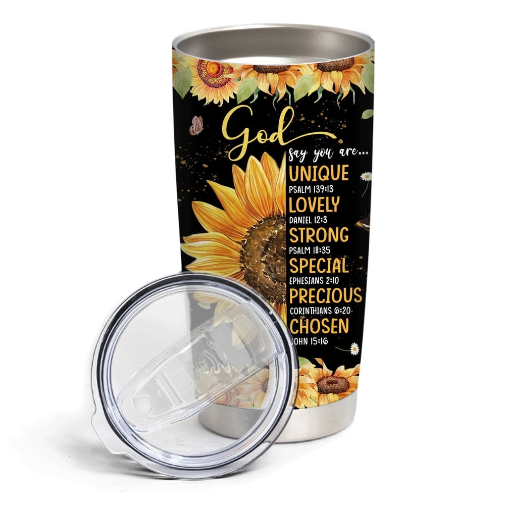 God Say You Are Sunflower Custom Name Tumbler