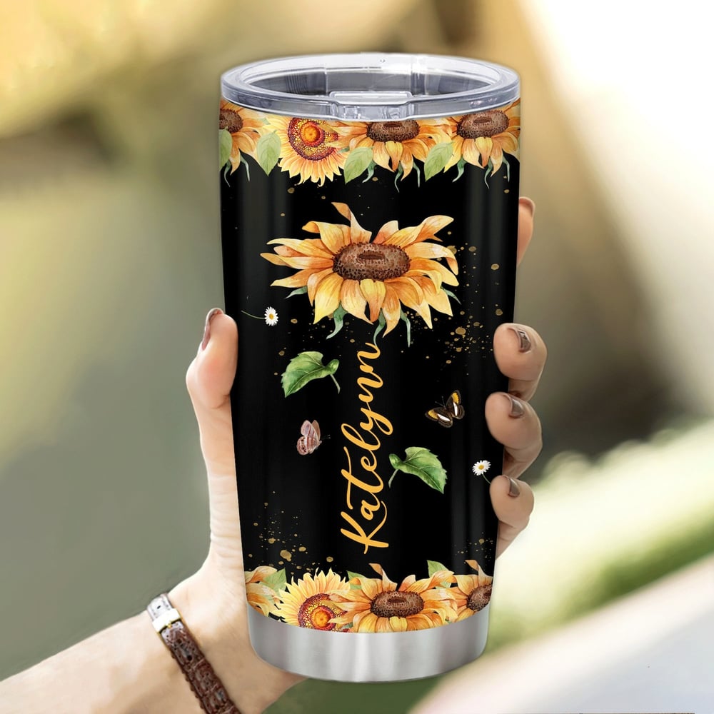 God Say You Are Sunflower Custom Name Tumbler