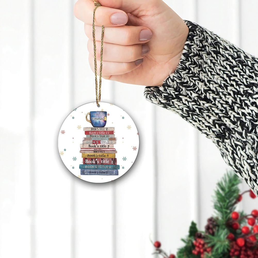 Reading Book Christmas Custom Name Ornament