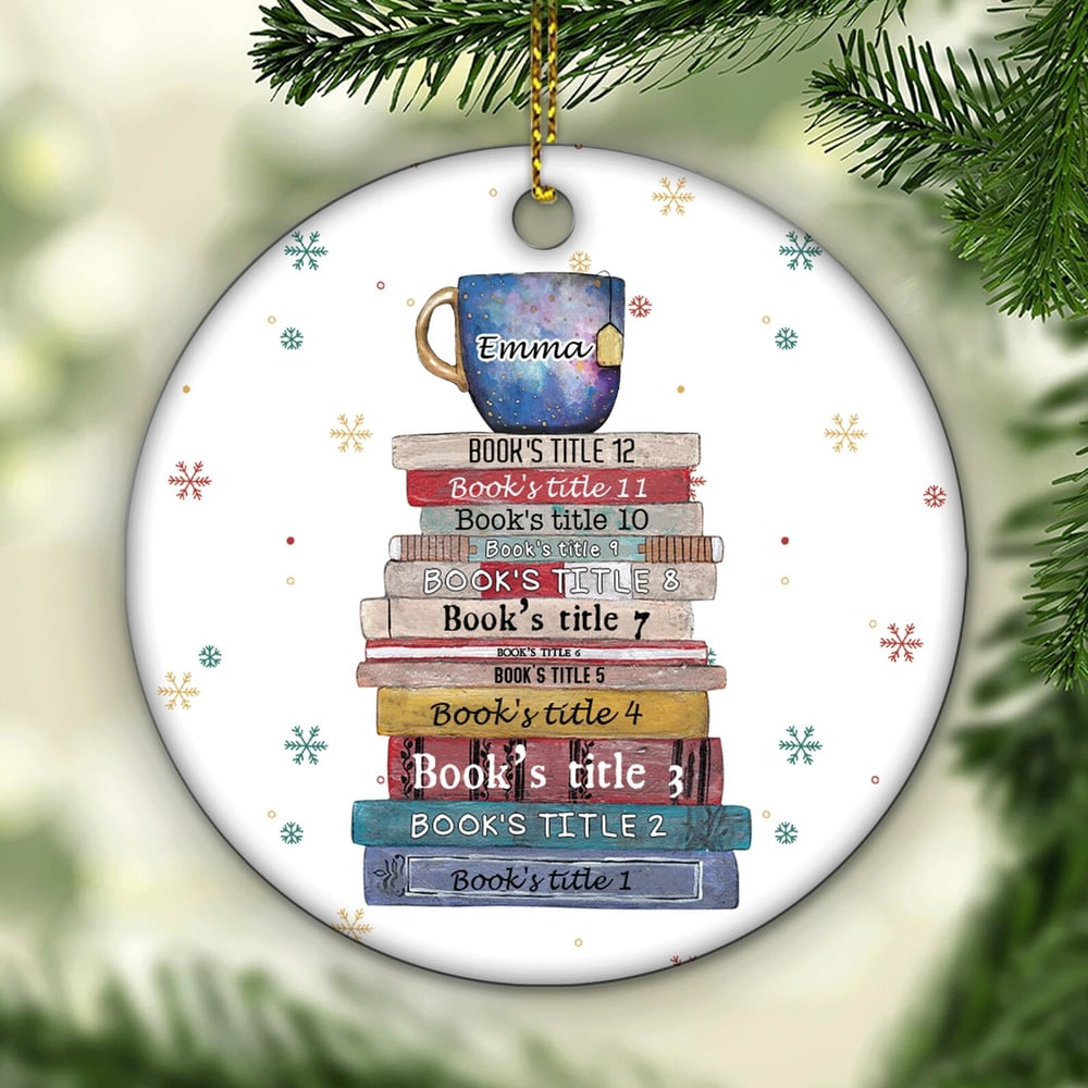 Reading Book Christmas Custom Name Ornament