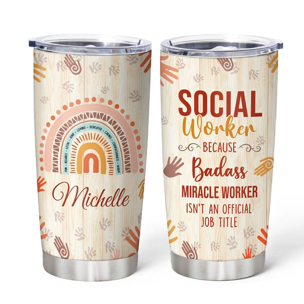 Social Worker Custom Name Tumbler Stainless Steel Tumbler