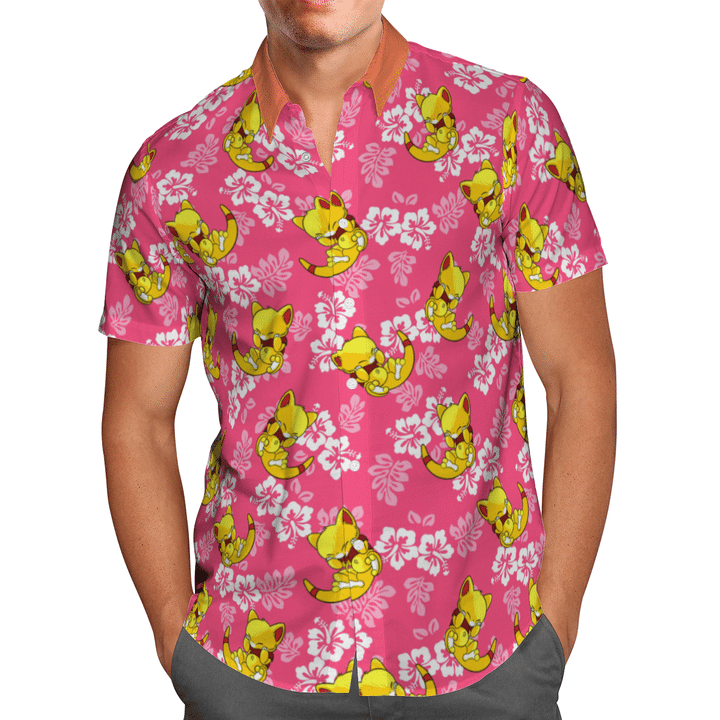 Abra Pokemon Summer Custom Button Up Hawaiian Shirt