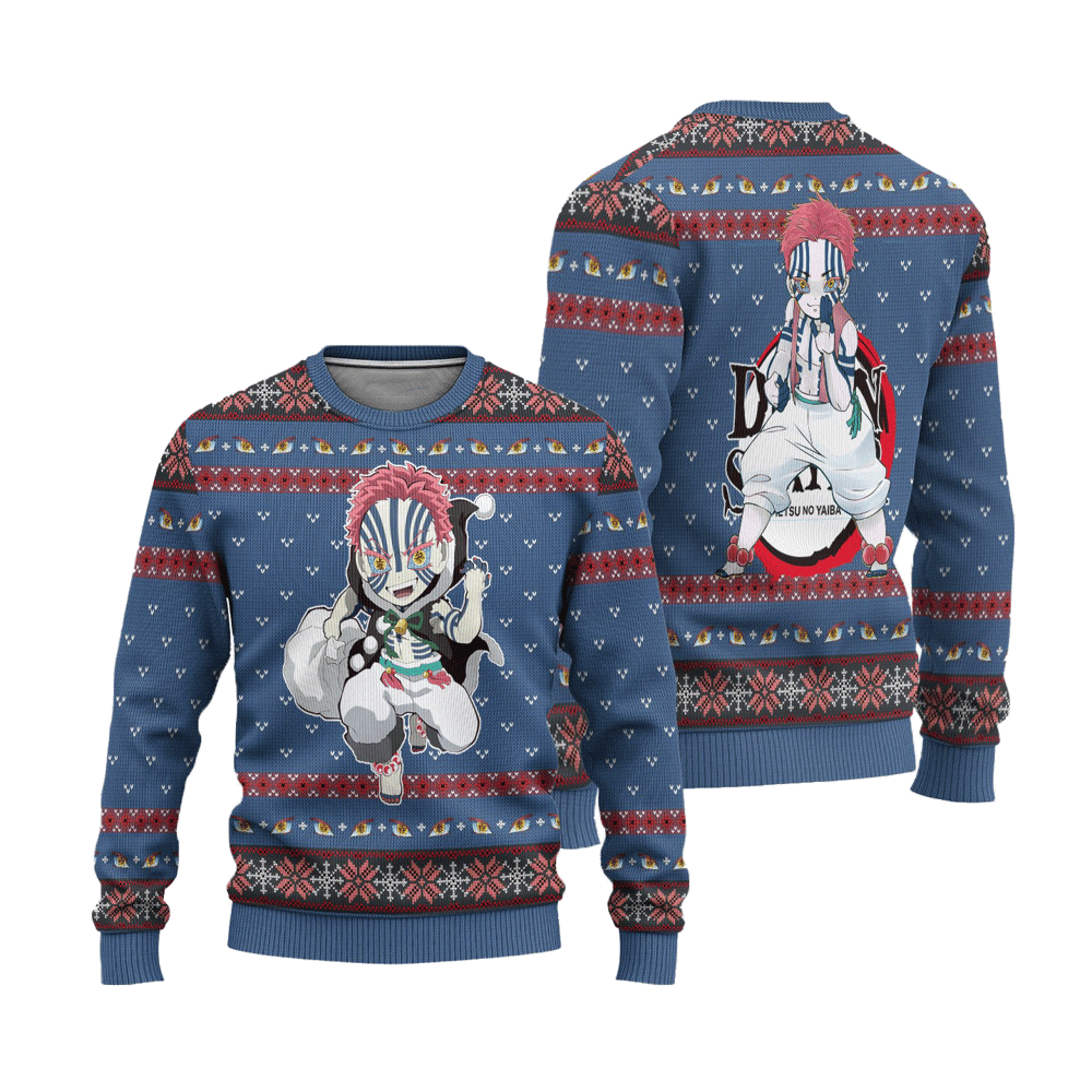 Akaza Demon Slayer Anime Ugly Christmas Sweater Custom Sweatshirt Apparel