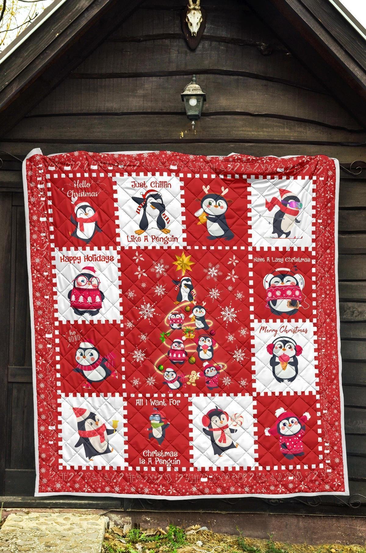 All I Want For Christmas Is Penguin Quilt Blanket Xmas Gift Idea