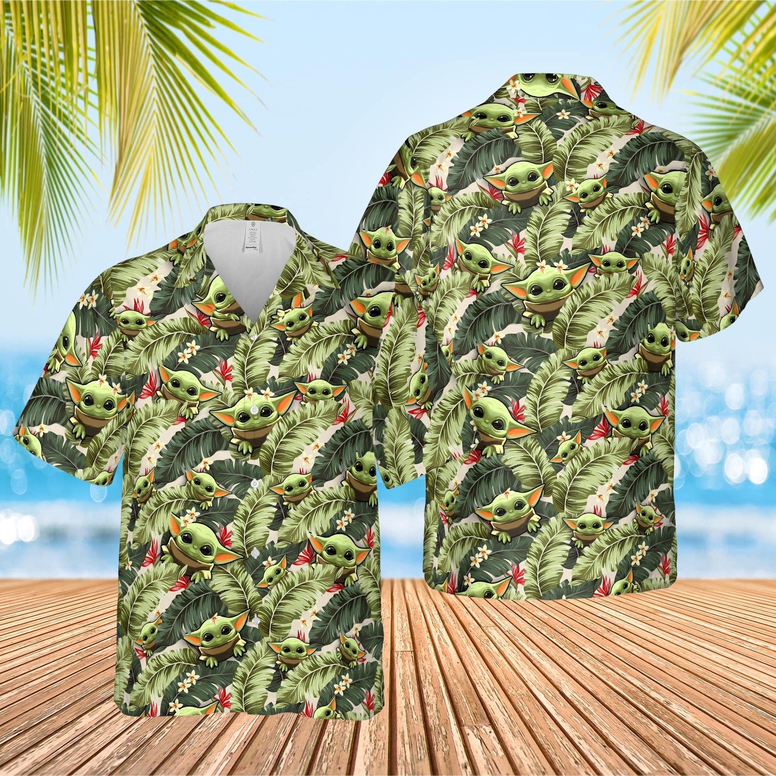 Baby Yoda Custom Hawaii Shirt | Tropical  Star Wars Button Up Shirts