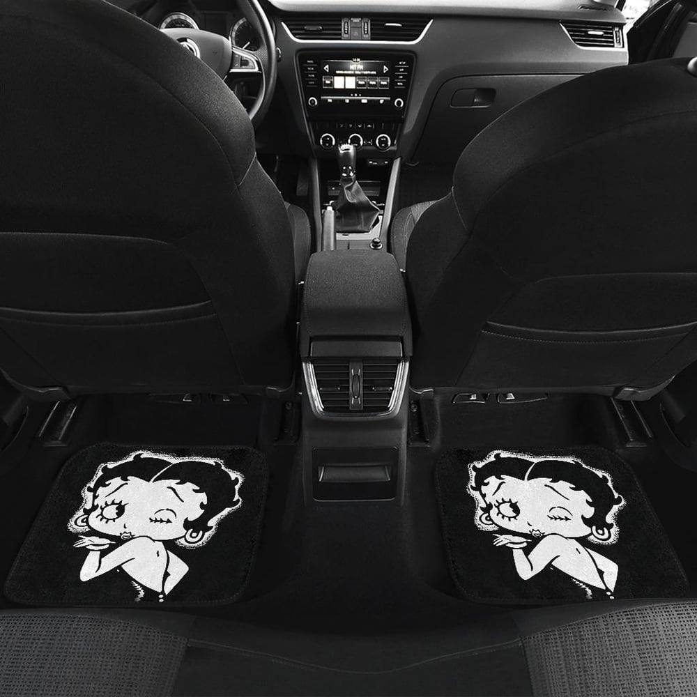 Betty Boop Car Floor Mats | Betty Boop Wind Kisses Lip In Black Theme Car Floor Mats