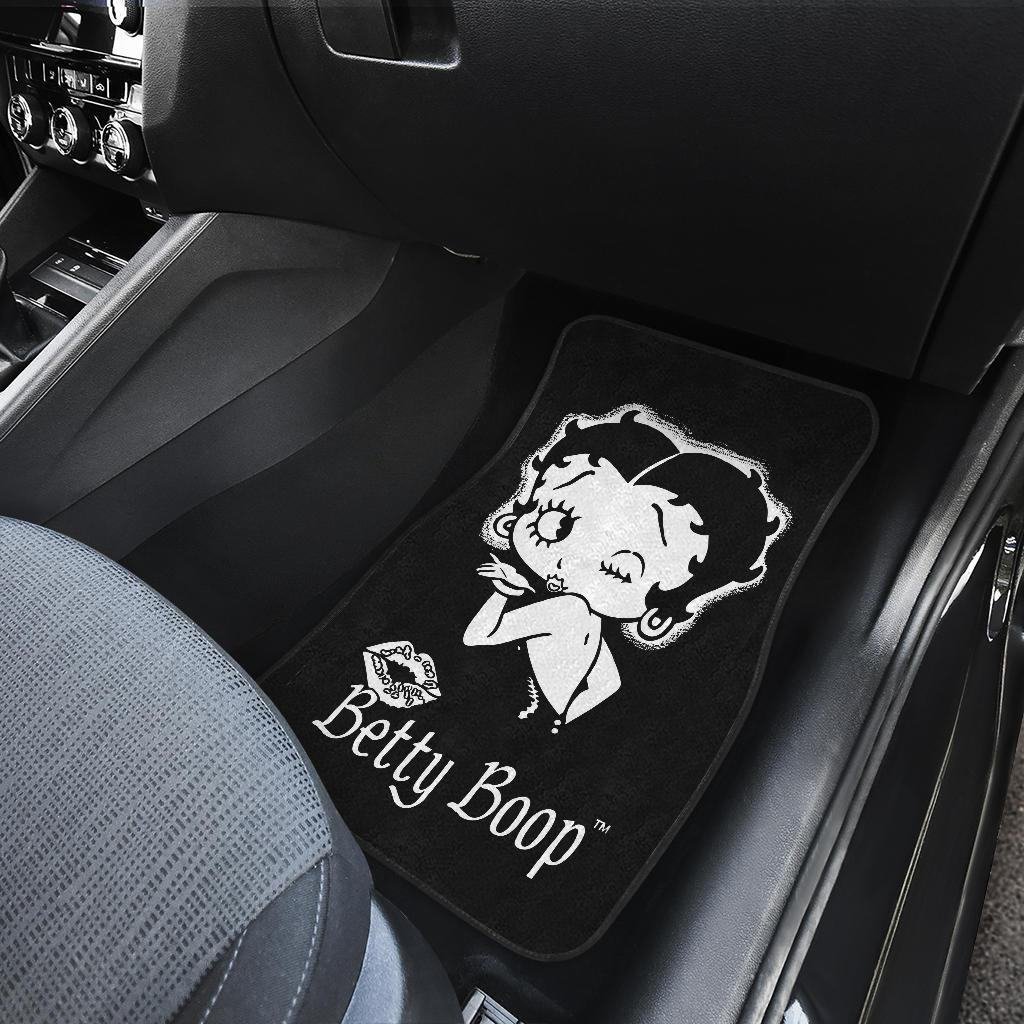 Betty Boop Car Floor Mats | Betty Boop Wind Kisses Lip In Black Theme Car Floor Mats