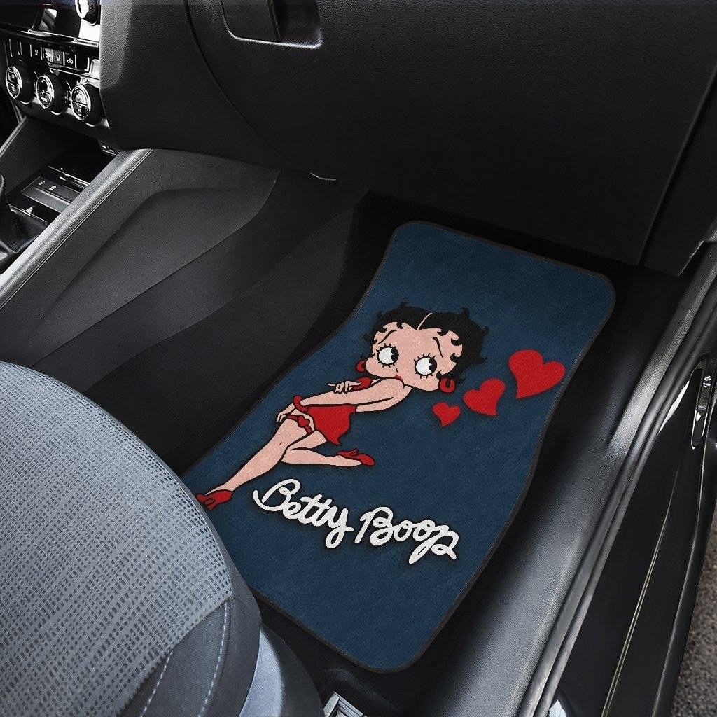 Betty Boop Car Floor Mats | Cartoon Fan Gift Betty Boop Hearts Car Floor Mats