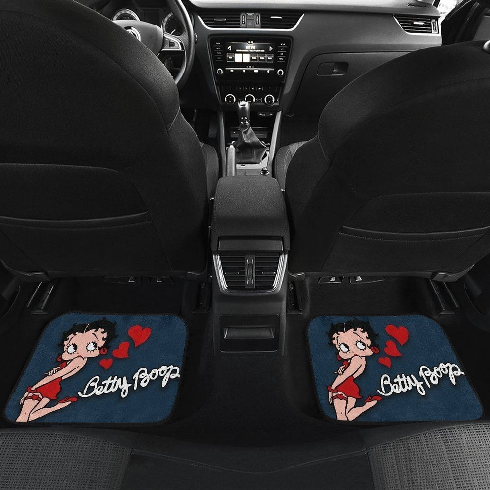 Betty Boop Car Floor Mats | Cartoon Fan Gift Betty Boop Hearts Car Floor Mats