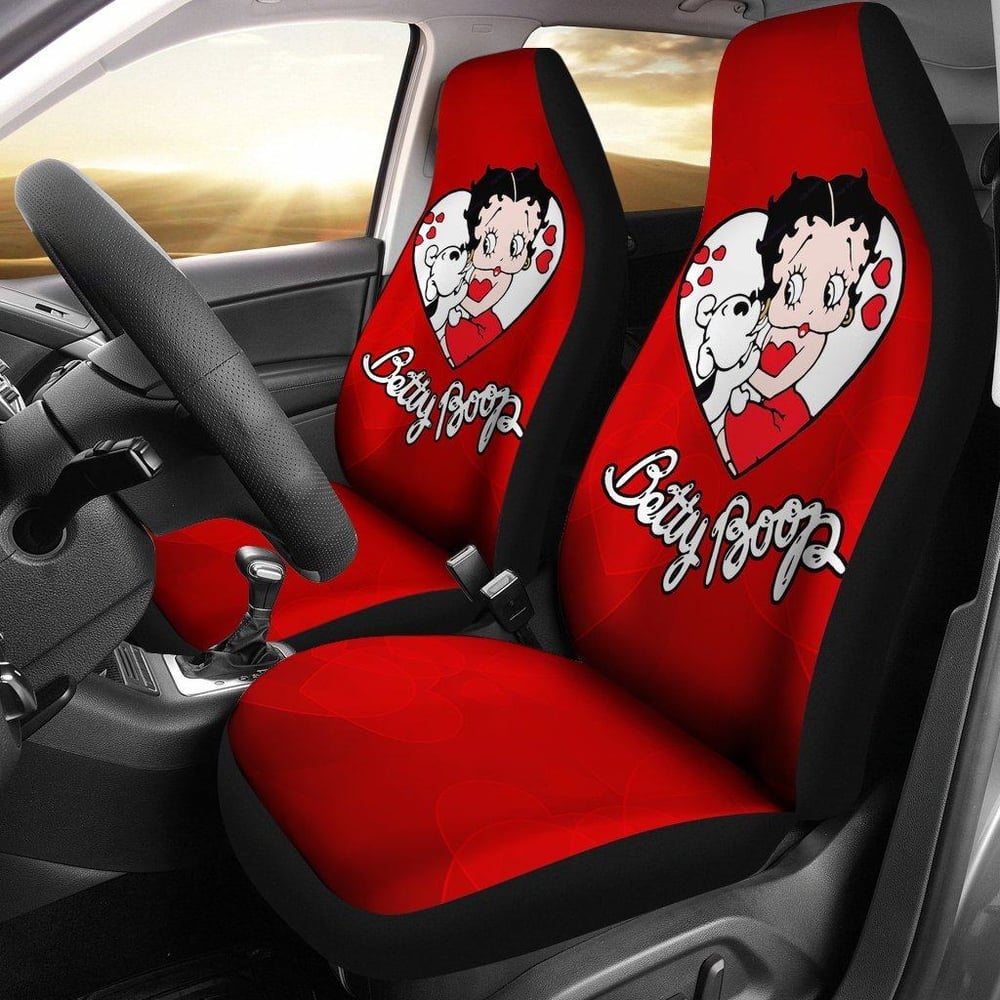 Betty Boop Car Seat Covers | Betty Boop With Dog In Heart Cute Cartoon Car Seat Covers