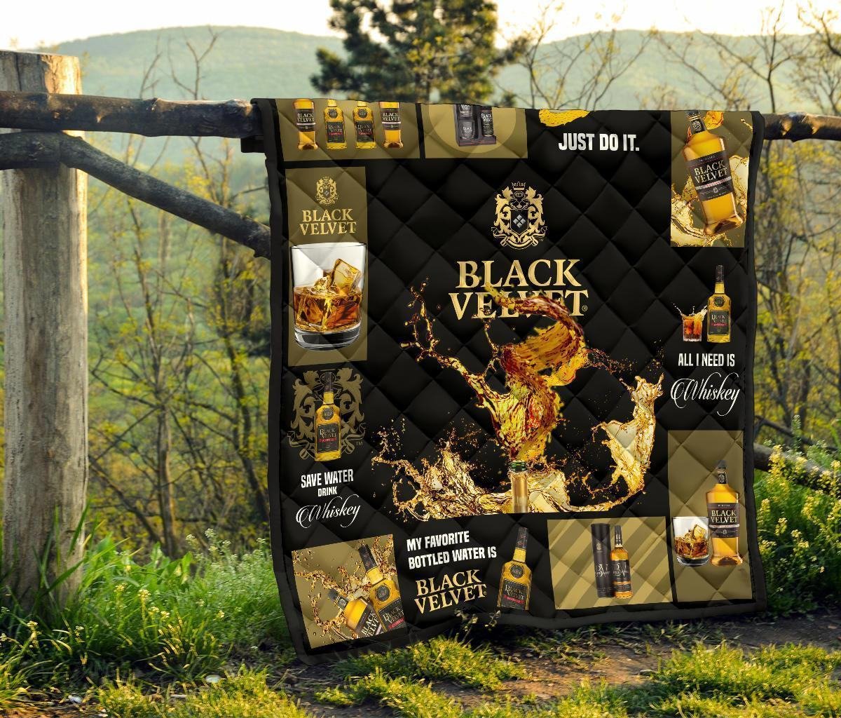 Black Velvet Quilt Blanket All I Need Is Whisky Gift Idea