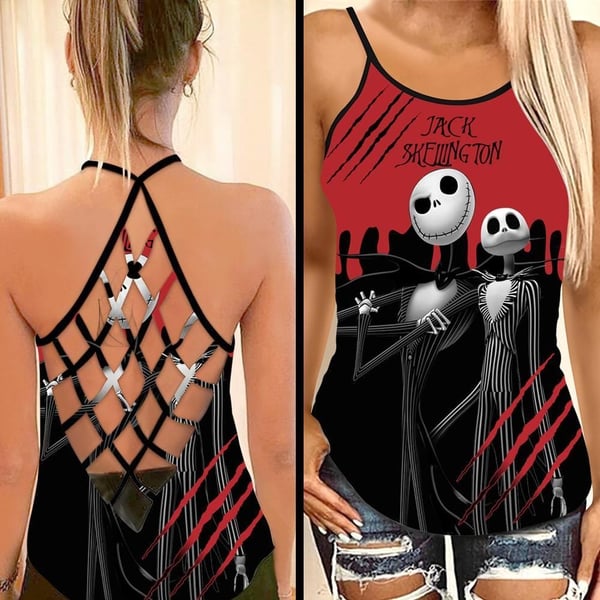 Blood Jack Skellington Criss Cross Tank Top NBCCT42