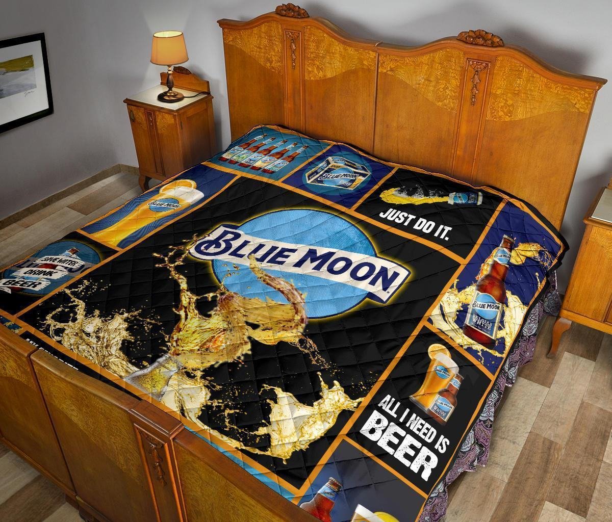 Blue Moon Quilt Blanket Funny For Beer Lover