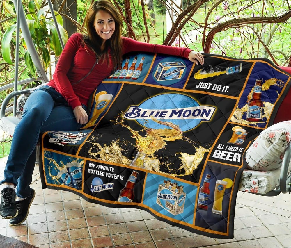 Blue Moon Quilt Blanket Funny For Beer Lover