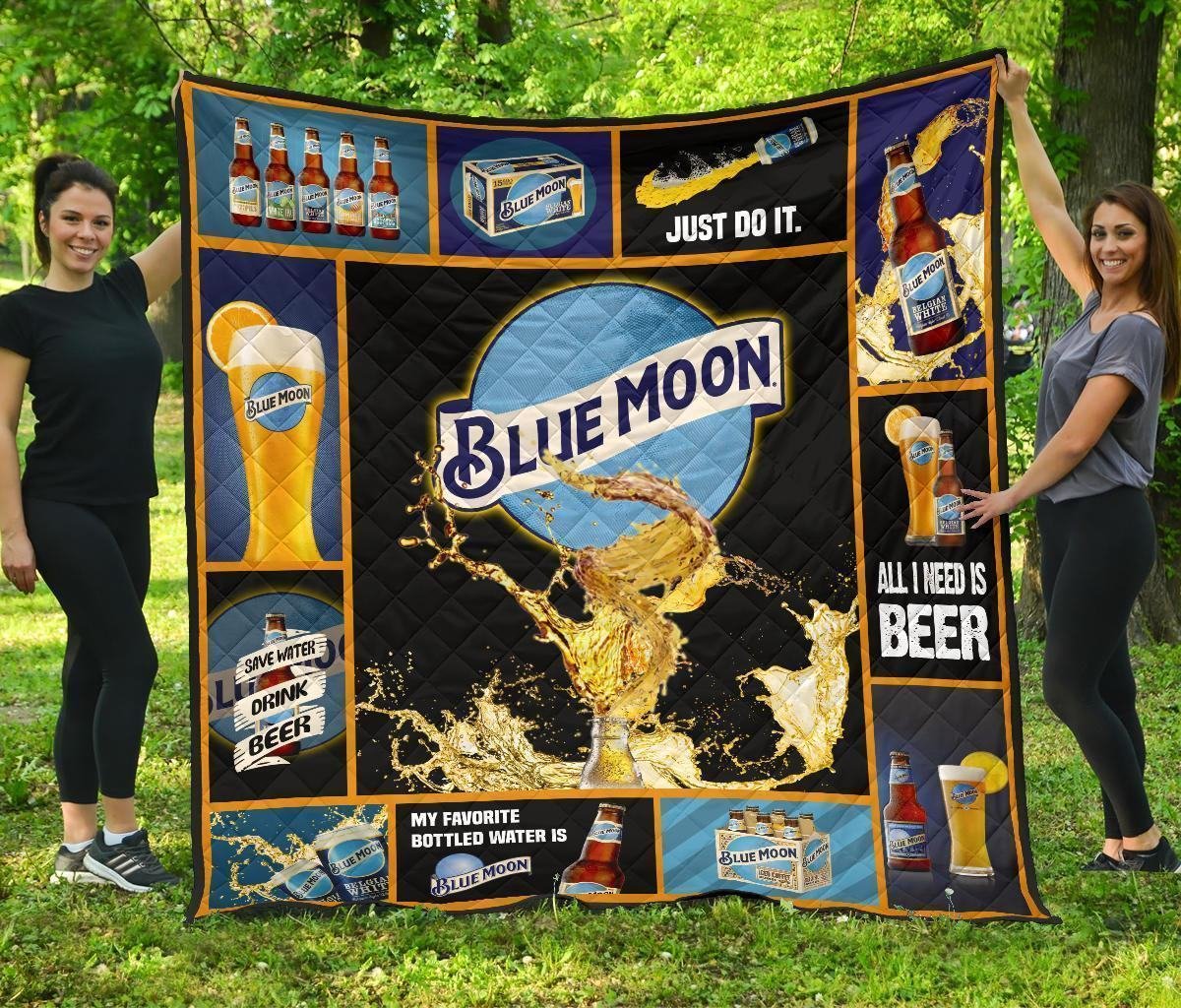 Blue Moon Quilt Blanket Funny For Beer Lover