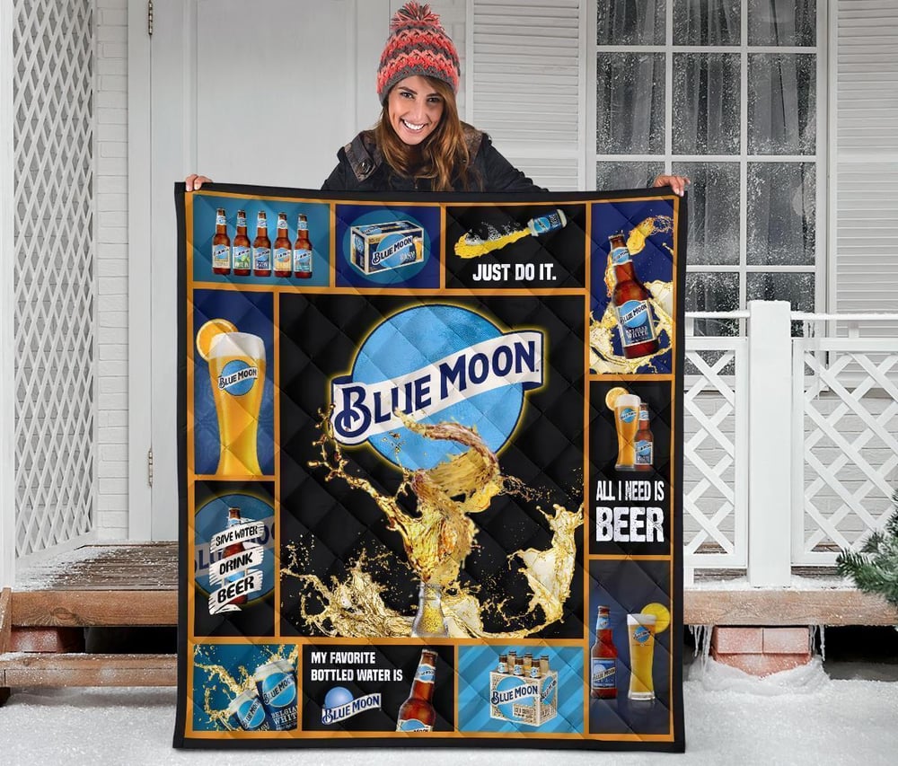 Blue Moon Quilt Blanket Funny For Beer Lover