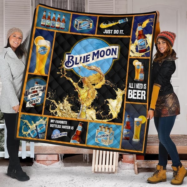 Blue Moon Quilt Blanket Funny For Beer Lover