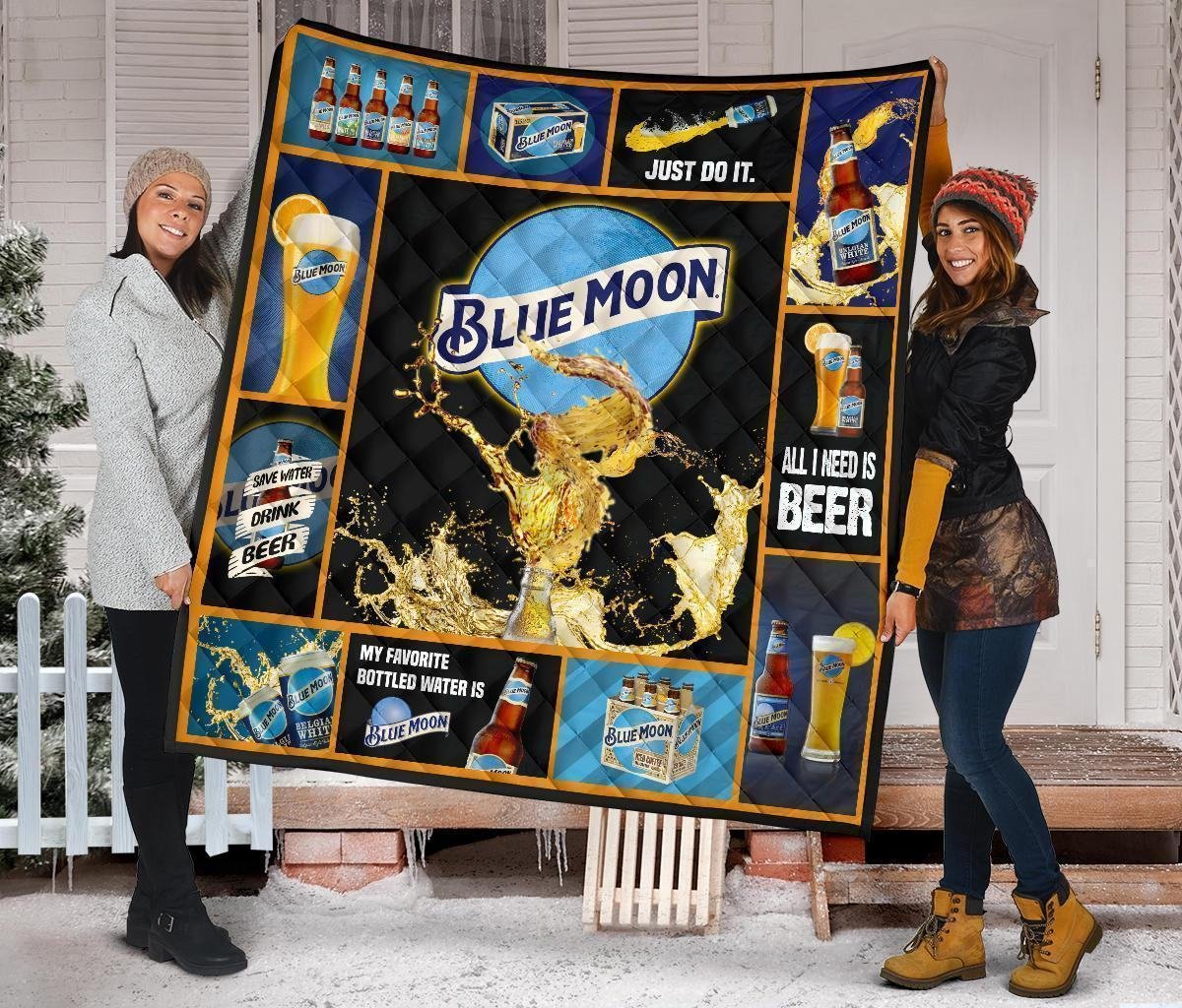 Blue Moon Quilt Blanket Funny For Beer Lover