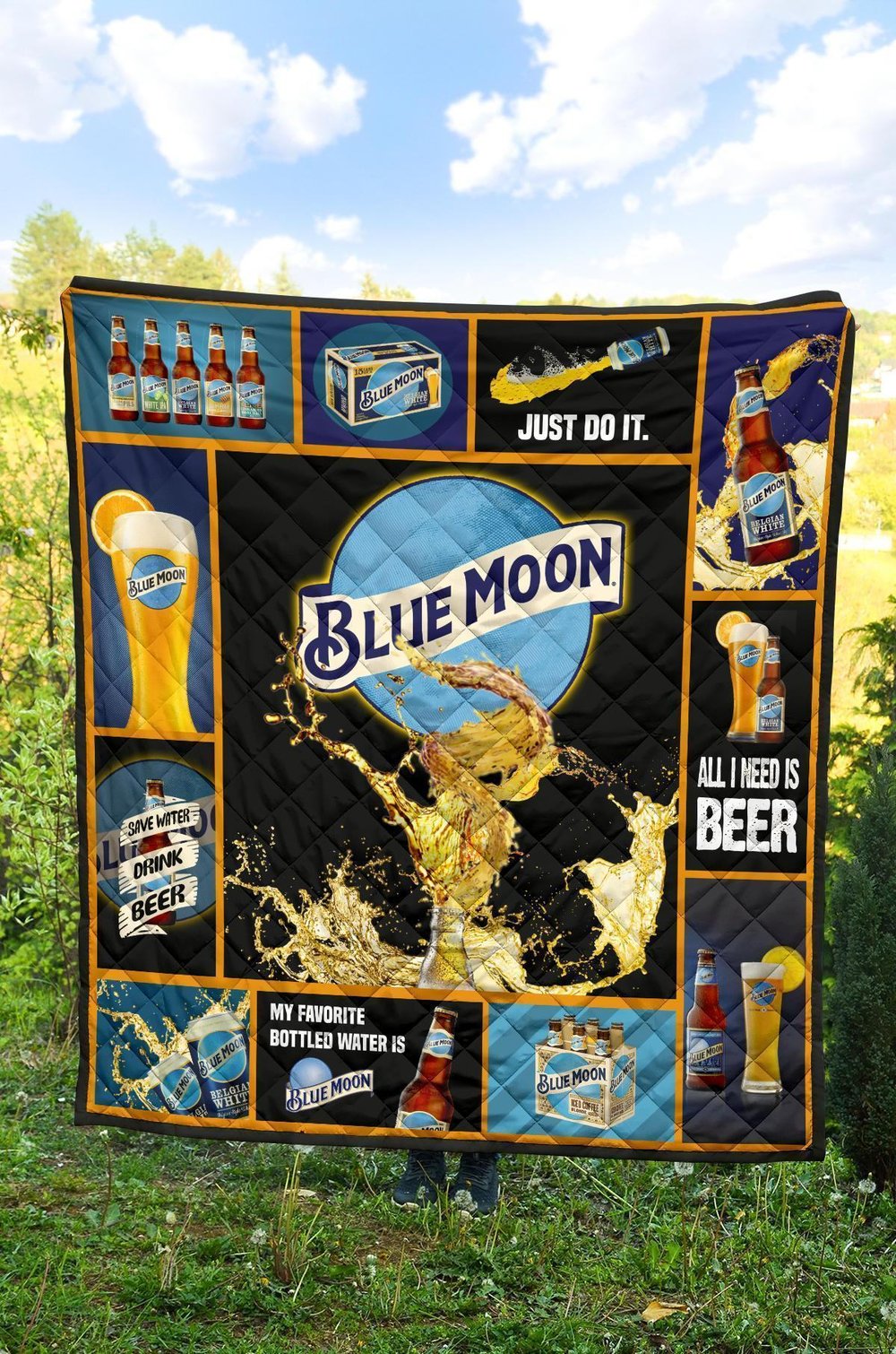 Blue Moon Quilt Blanket Funny For Beer Lover