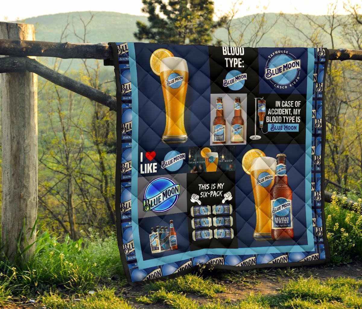 Blue Moon Quilt Blanket Funny Gift For Beer Lover