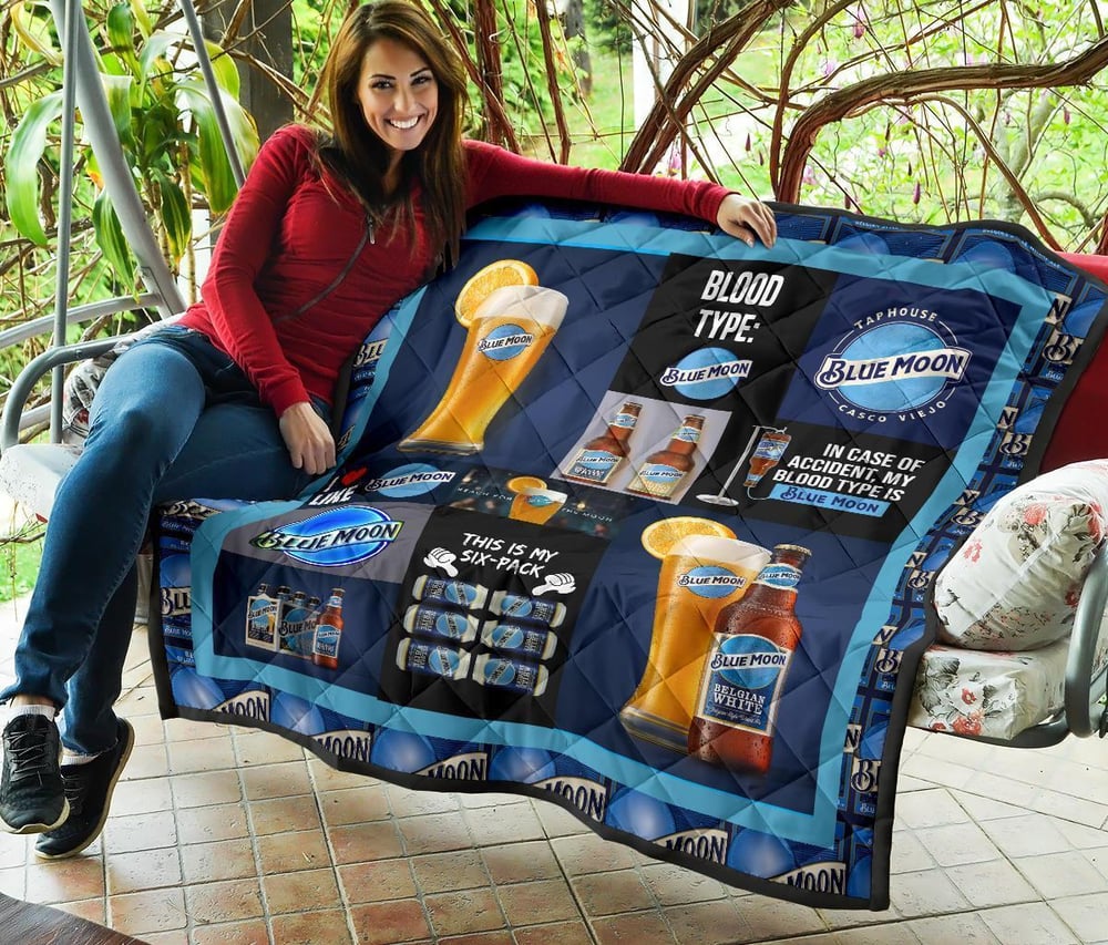 Blue Moon Quilt Blanket Funny Gift For Beer Lover