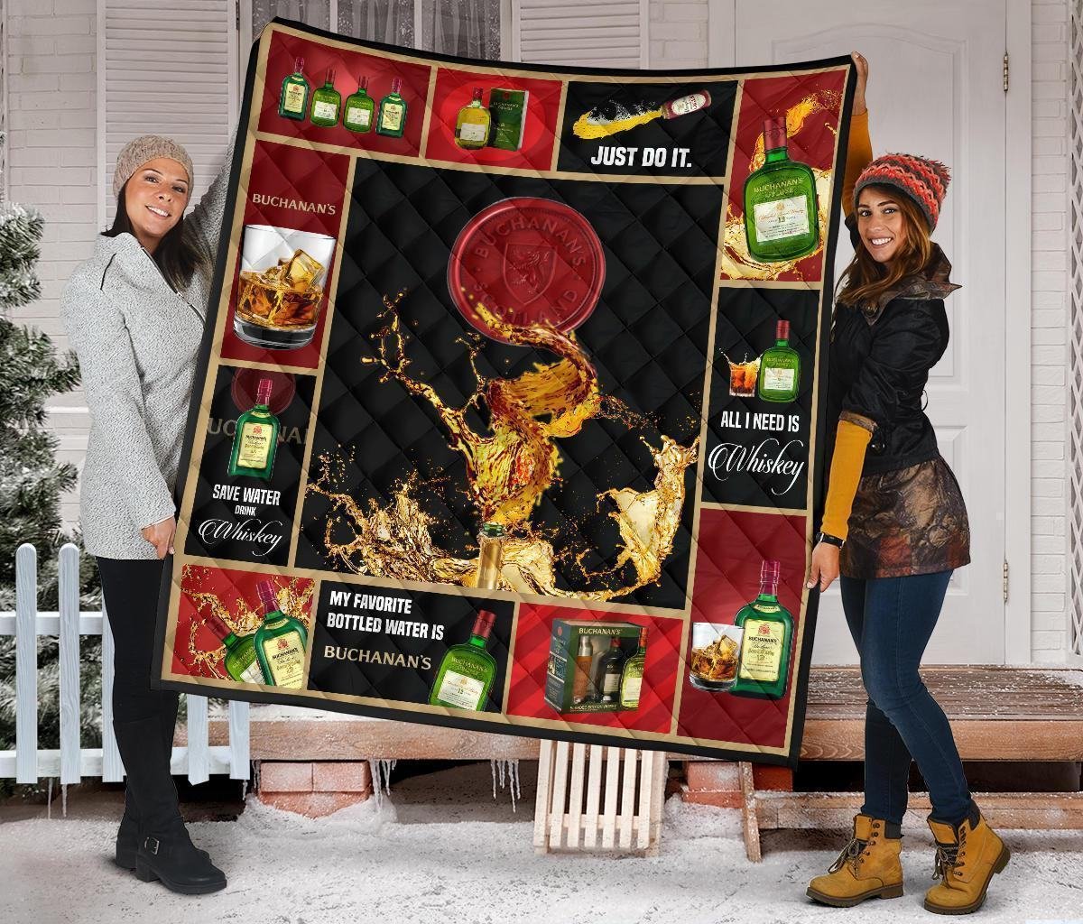 Buchanan's Scotch Quilt Blanket All I Need Is Whisky Gift Idea