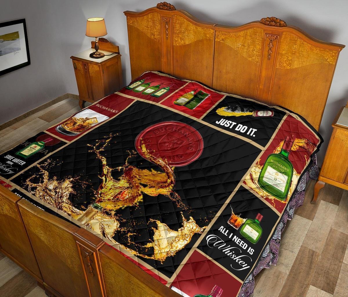 Buchanan's Scotch Quilt Blanket All I Need Is Whisky Gift Idea