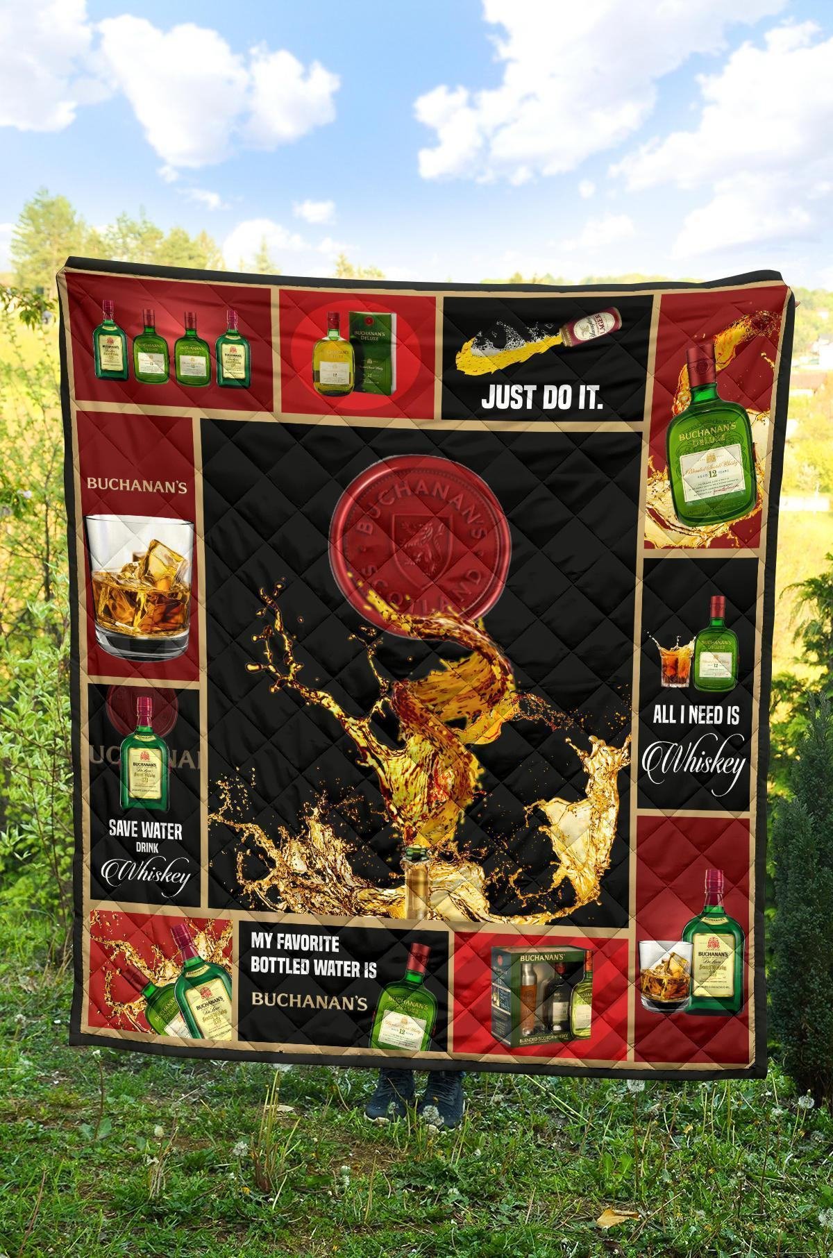 Buchanan's Scotch Quilt Blanket All I Need Is Whisky Gift Idea