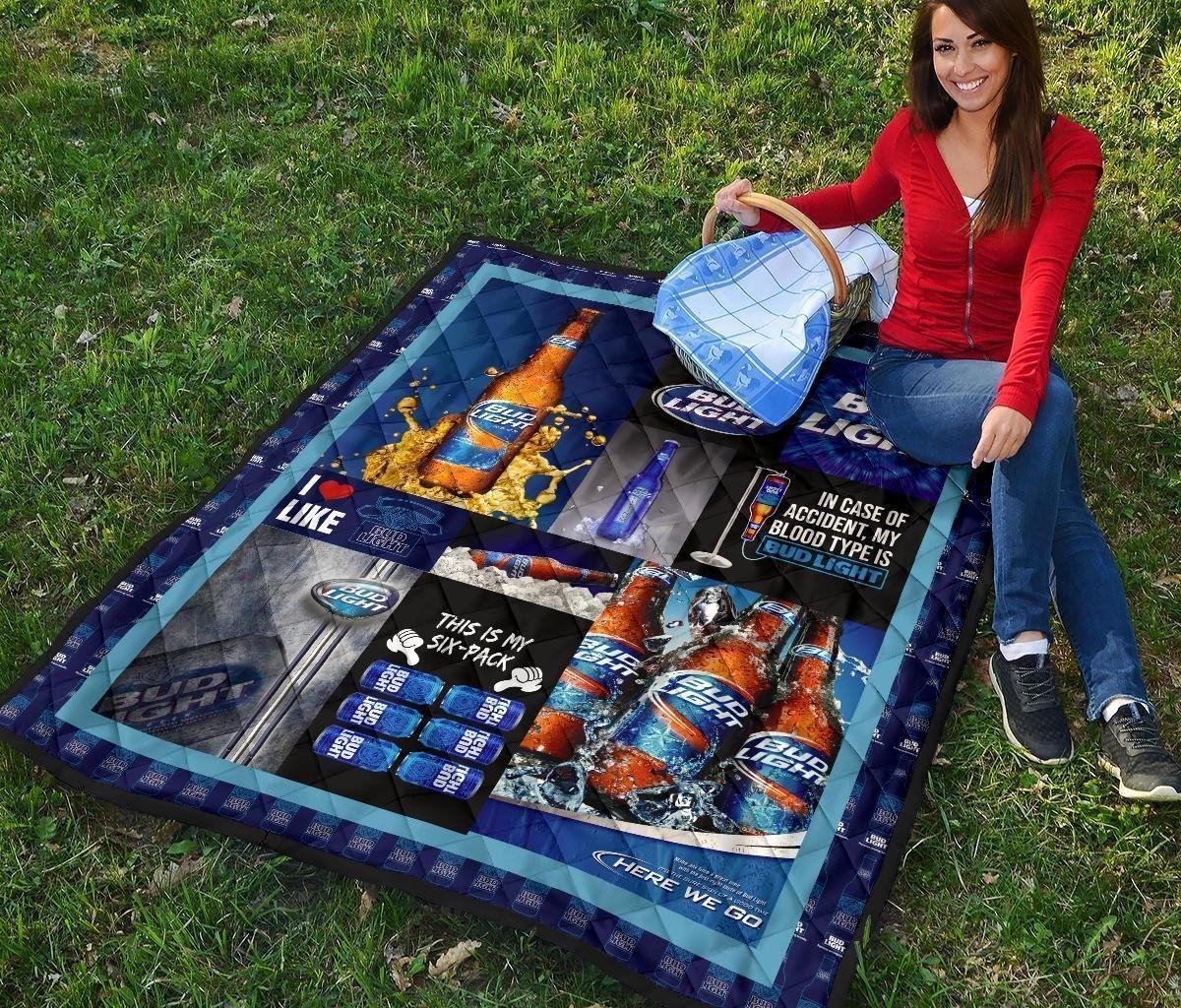 Bud Light Quilt Blanket Funny For Beer Lover