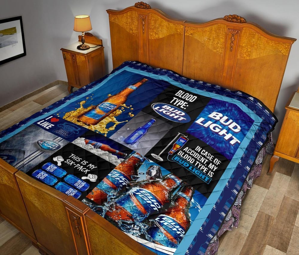 Bud Light Quilt Blanket Funny For Beer Lover