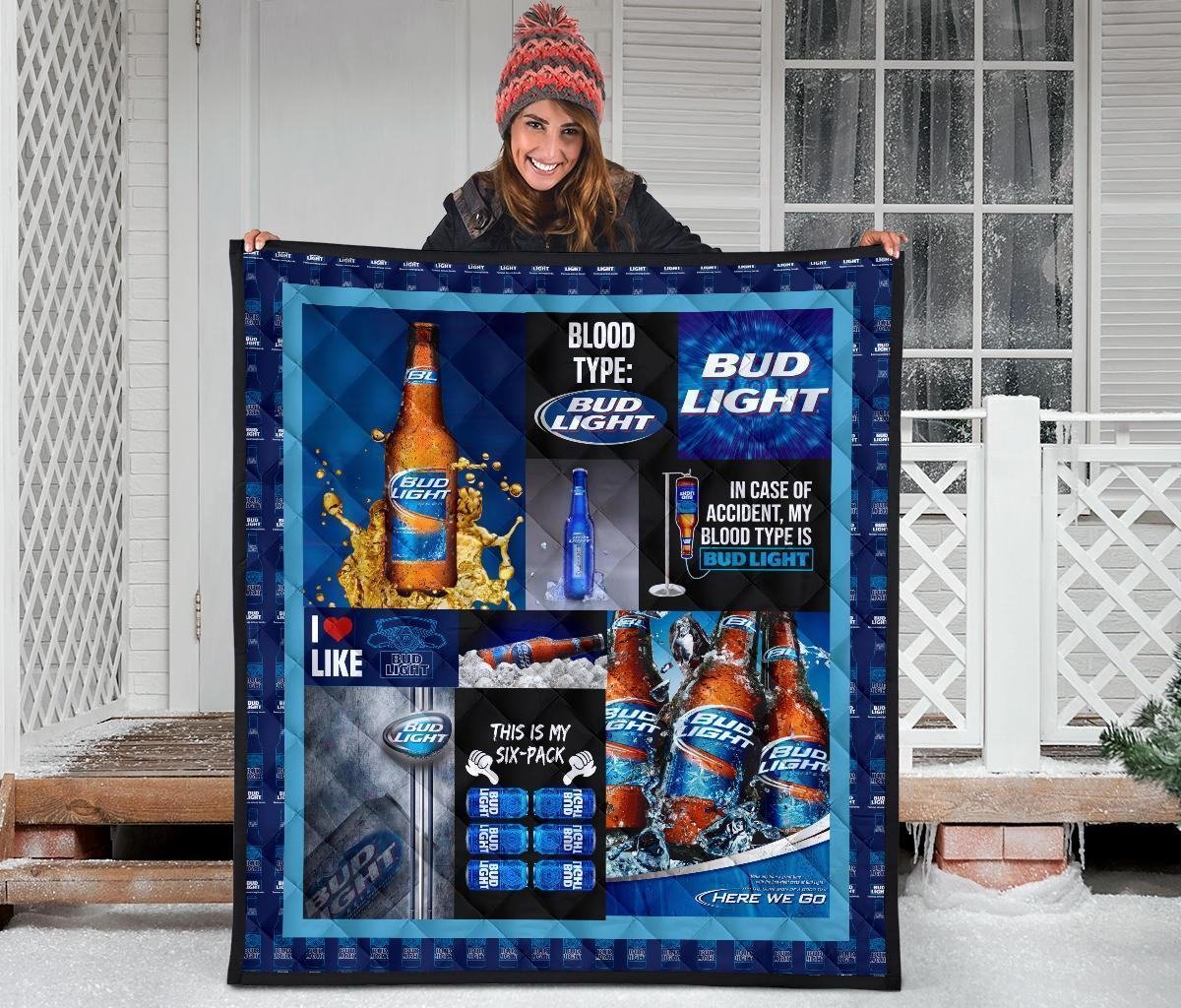 Bud Light Quilt Blanket Funny For Beer Lover