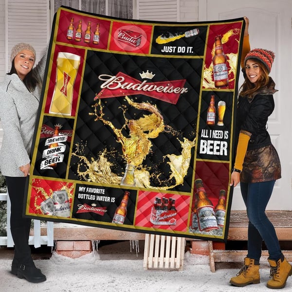 Budweiser Quilt Blanket Funny Beer Lover Gift Idea