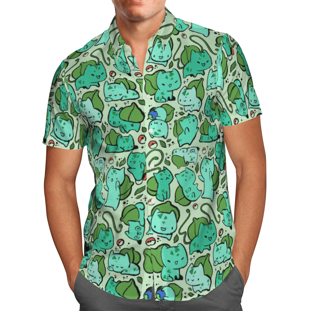 Bulbasaur Pokemon Custom Button Up Hawaiian Shirt