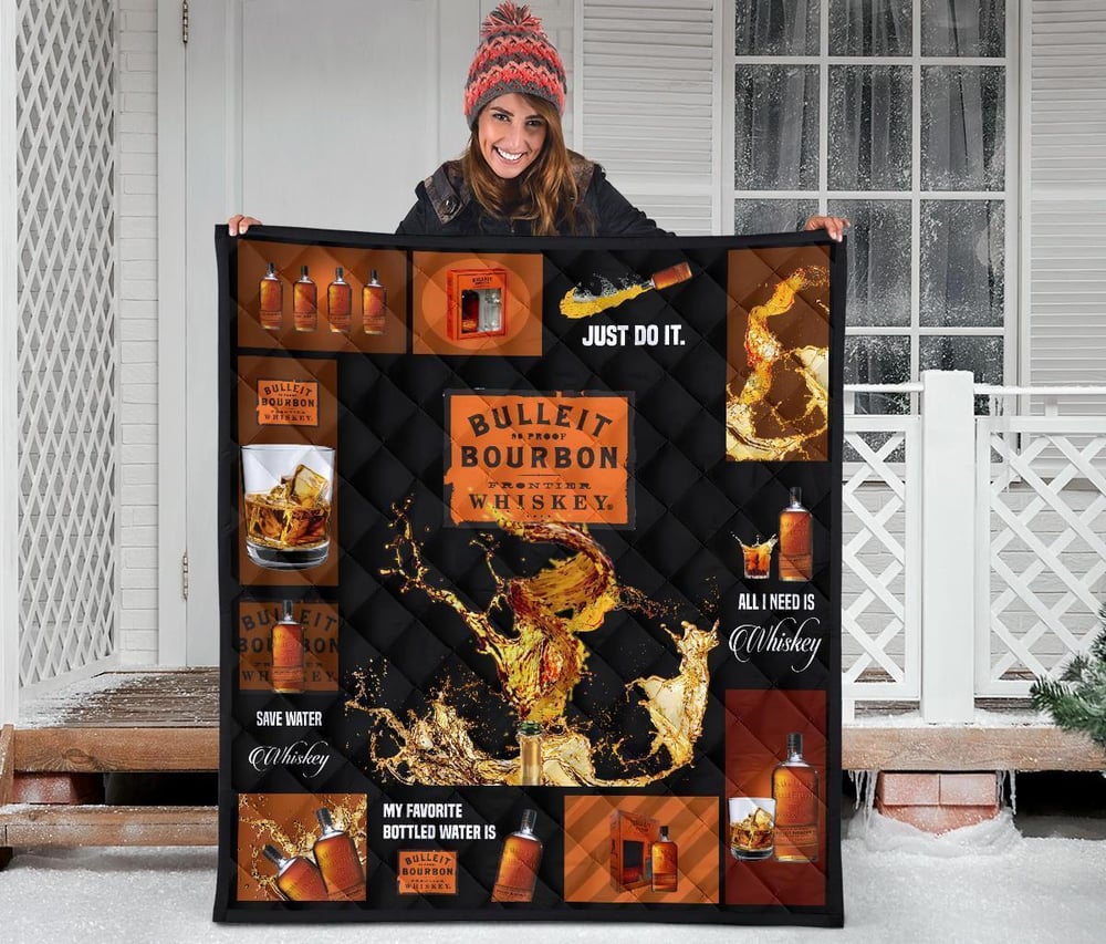 Bulleit Bourbon Quilt Blanket All I Need Is Whisky Gift Idea