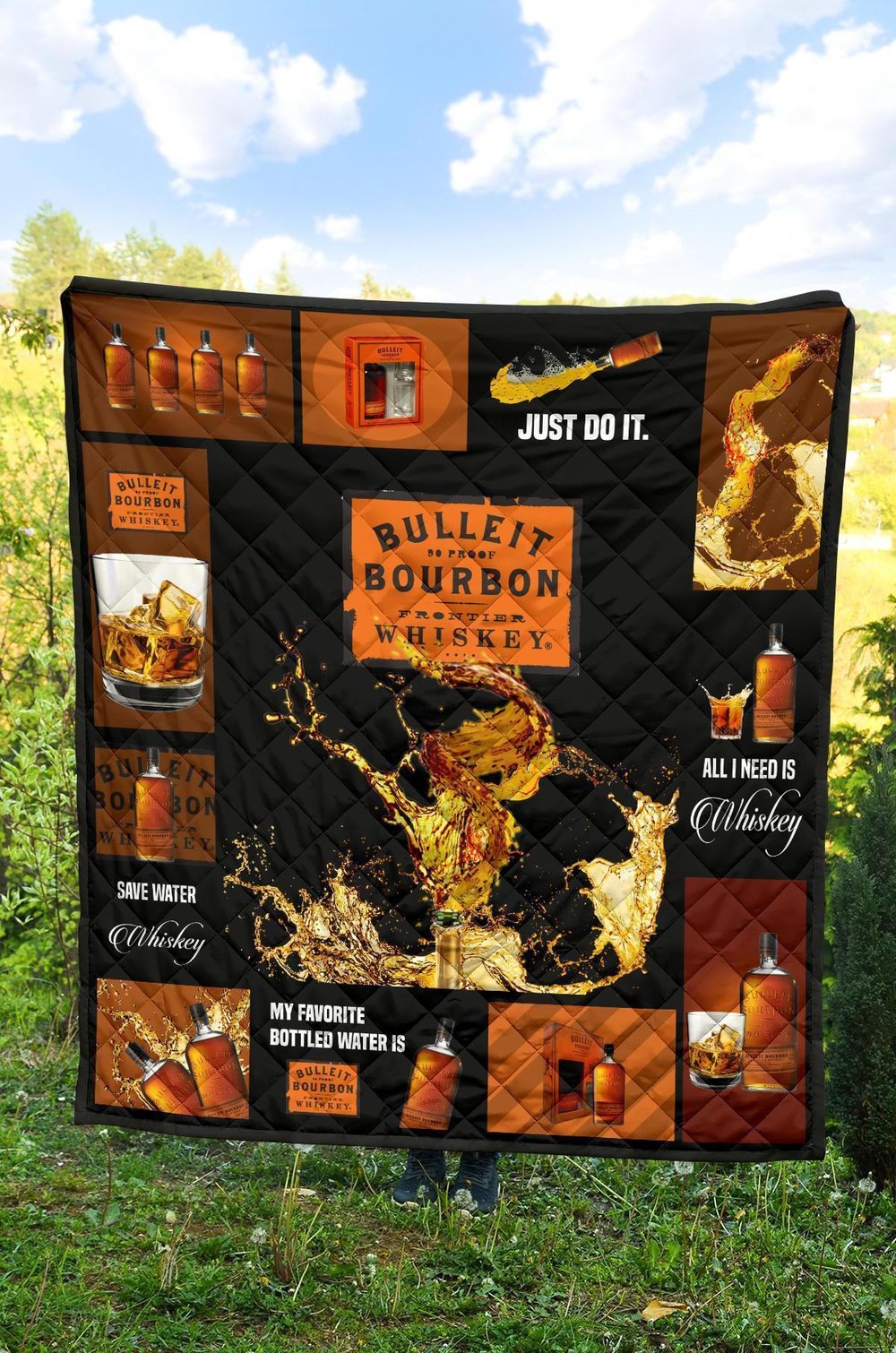 Bulleit Bourbon Quilt Blanket All I Need Is Whisky Gift Idea