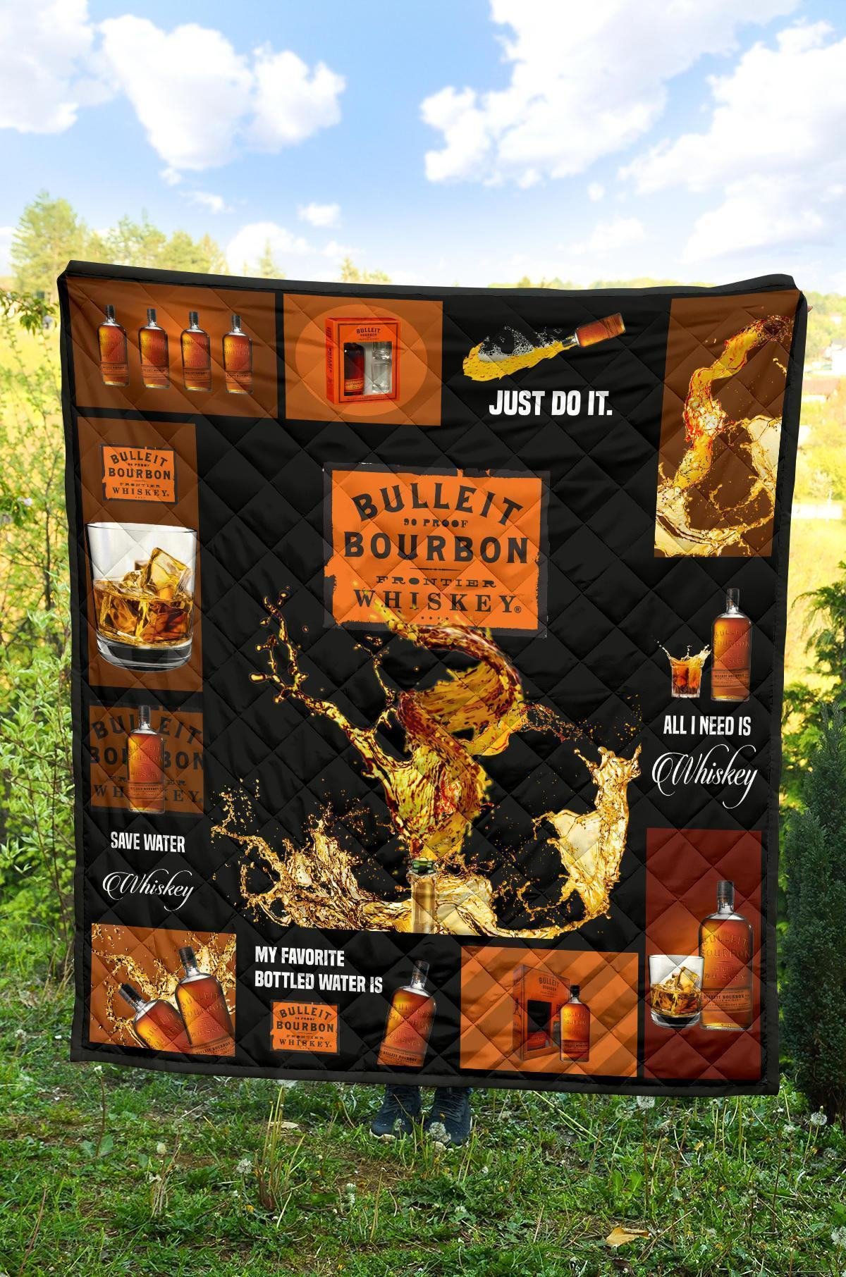 Bulleit Bourbon Quilt Blanket All I Need Is Whisky Gift Idea