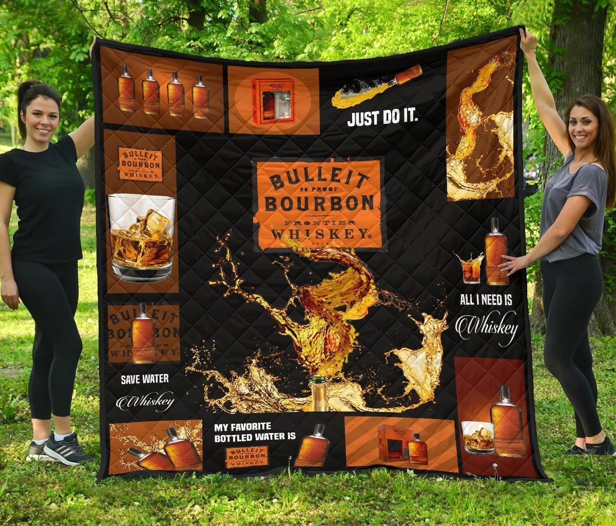 Bulleit Bourbon Quilt Blanket All I Need Is Whisky Gift Idea