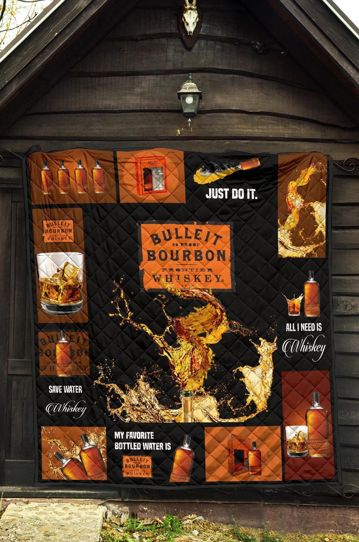 Bulleit Bourbon Quilt Blanket All I Need Is Whisky Gift Idea