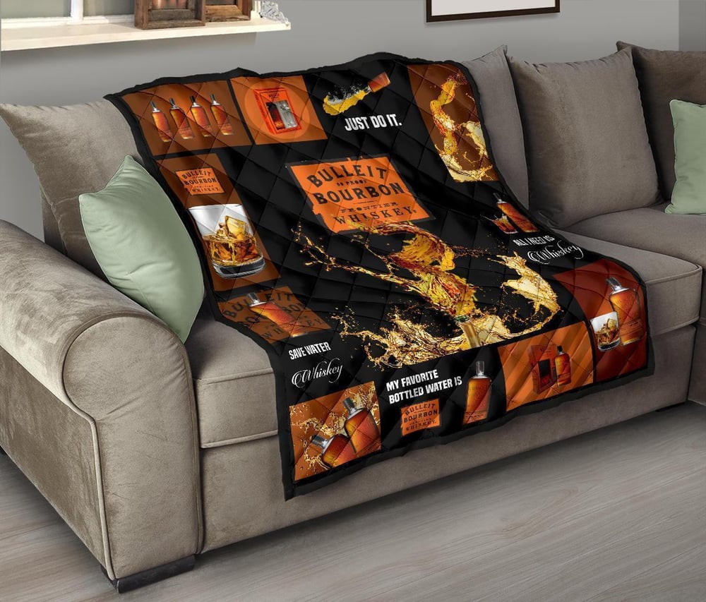 Bulleit Bourbon Quilt Blanket All I Need Is Whisky Gift Idea