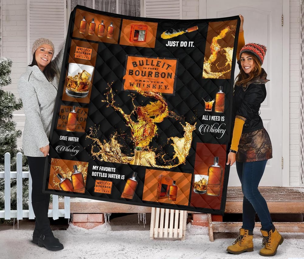 Bulleit Bourbon Quilt Blanket All I Need Is Whisky Gift Idea