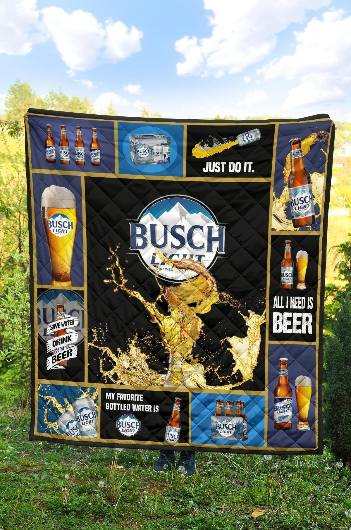 Busch Light Quilt Blanket Beer Lover Funny Gift