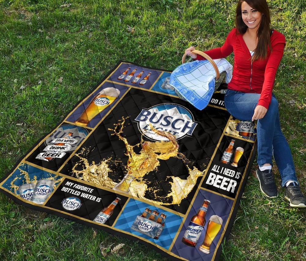 Busch Light Quilt Blanket Beer Lover Funny Gift