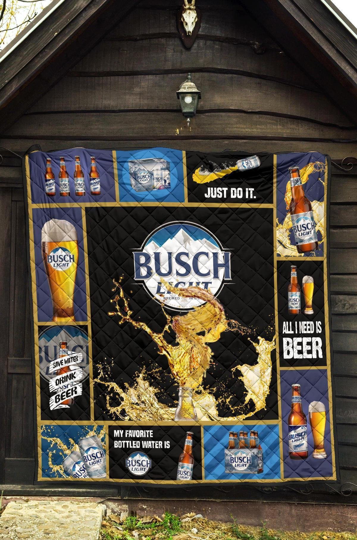 Busch Light Quilt Blanket Beer Lover Funny Gift