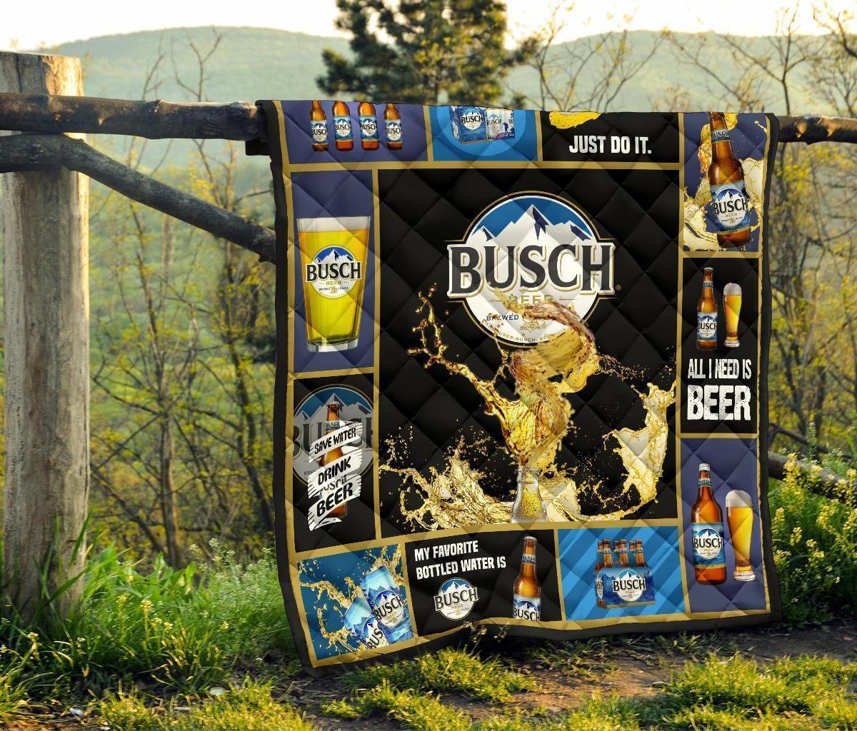 Busch Quilt Blanket Beer Lover Funny Gift