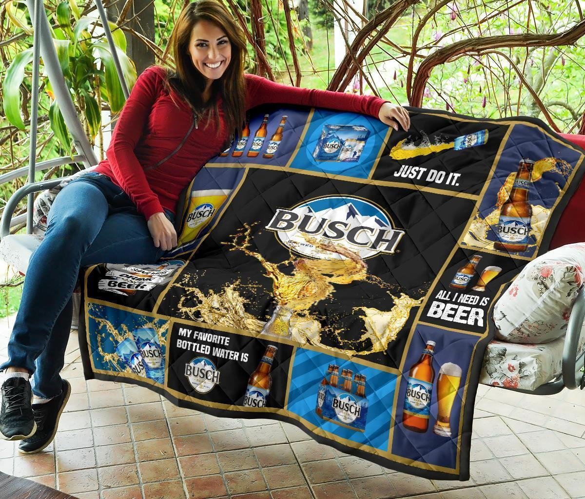 Busch Quilt Blanket Beer Lover Funny Gift