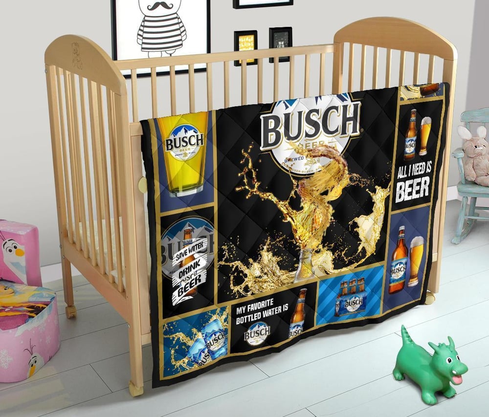 Busch Quilt Blanket Beer Lover Funny Gift