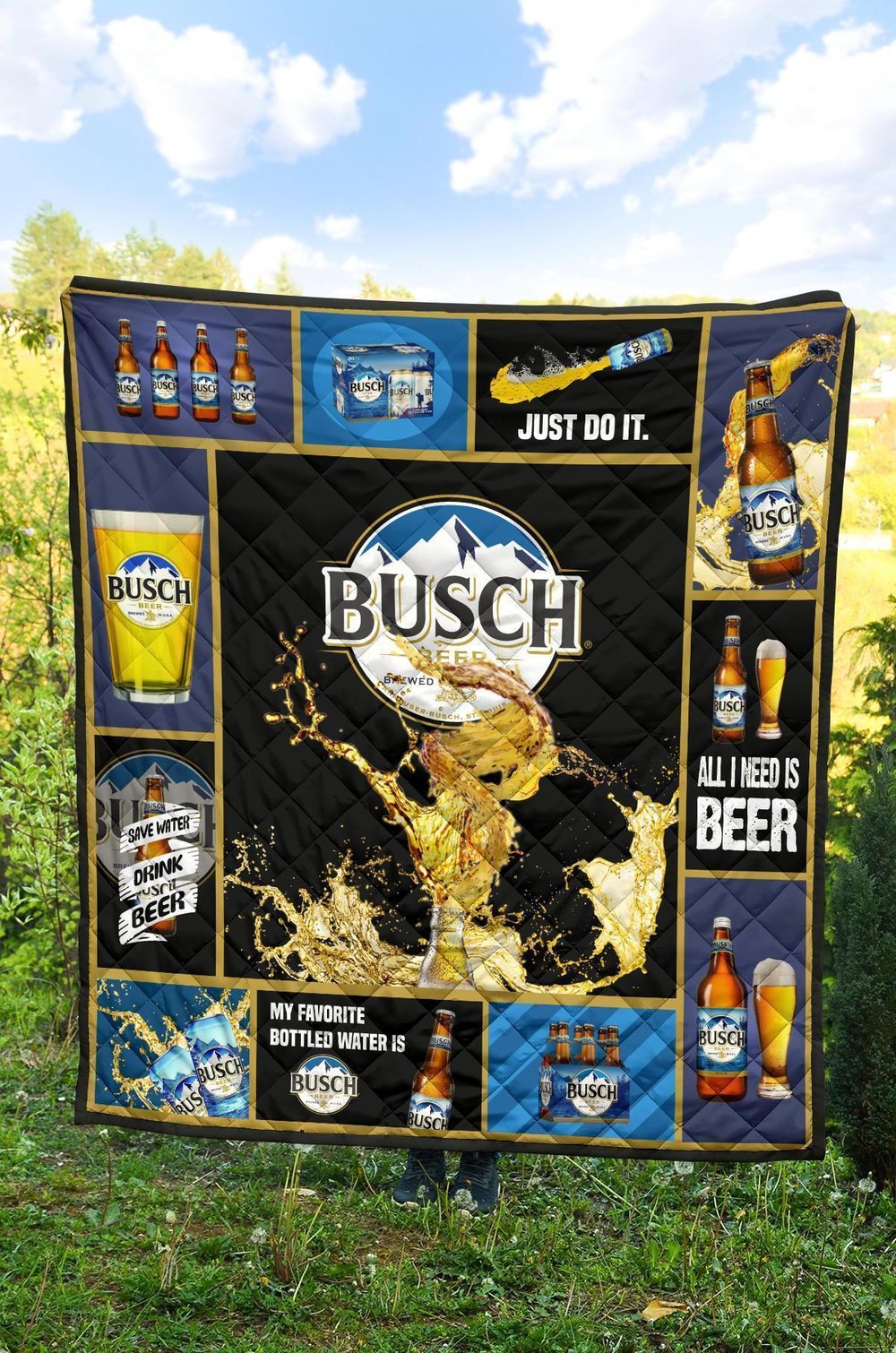 Busch Quilt Blanket Beer Lover Funny Gift