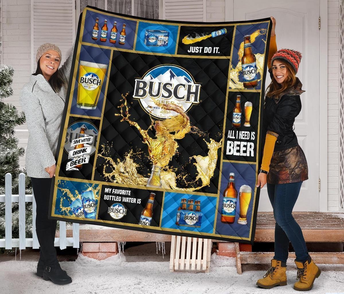 Busch Quilt Blanket Beer Lover Funny Gift